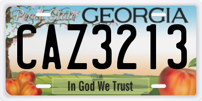 GA license plate CAZ3213