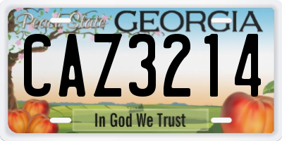 GA license plate CAZ3214