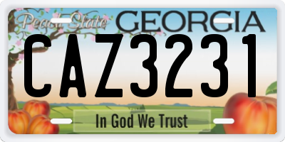 GA license plate CAZ3231