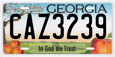 GA license plate CAZ3239