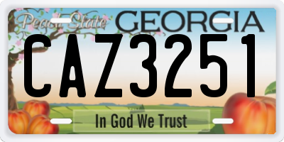 GA license plate CAZ3251