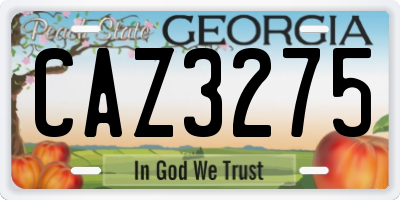 GA license plate CAZ3275