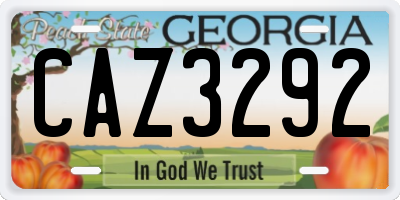 GA license plate CAZ3292