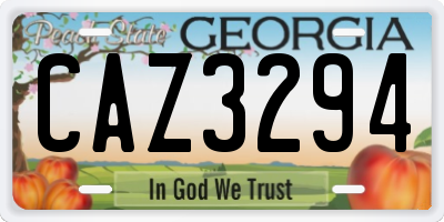 GA license plate CAZ3294