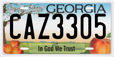 GA license plate CAZ3305