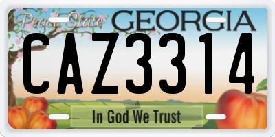 GA license plate CAZ3314