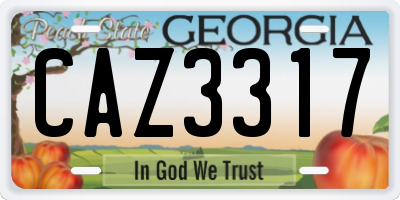 GA license plate CAZ3317