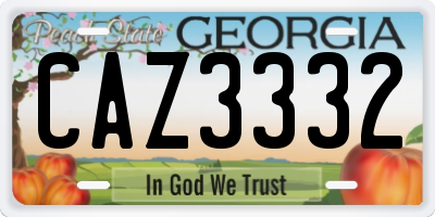 GA license plate CAZ3332