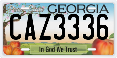 GA license plate CAZ3336