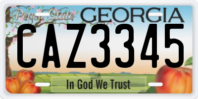 GA license plate CAZ3345