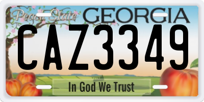 GA license plate CAZ3349
