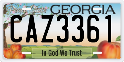 GA license plate CAZ3361