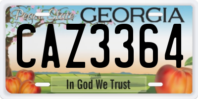 GA license plate CAZ3364
