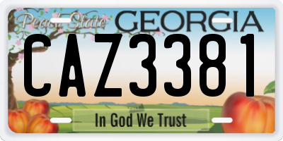 GA license plate CAZ3381