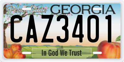 GA license plate CAZ3401