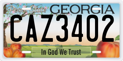 GA license plate CAZ3402