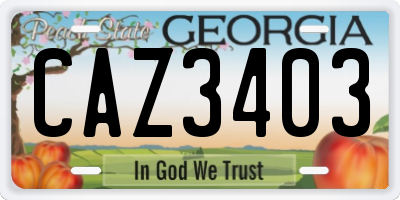 GA license plate CAZ3403