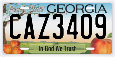 GA license plate CAZ3409