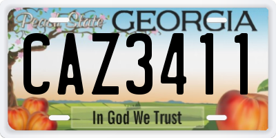 GA license plate CAZ3411