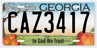GA license plate CAZ3417