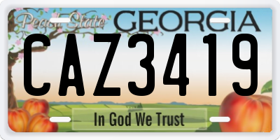 GA license plate CAZ3419