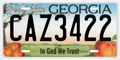 GA license plate CAZ3422
