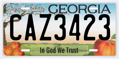 GA license plate CAZ3423
