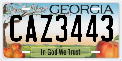 GA license plate CAZ3443