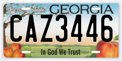GA license plate CAZ3446