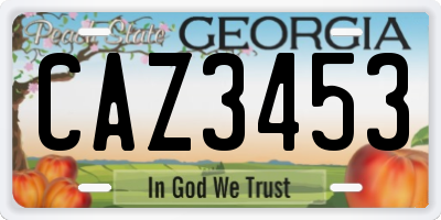 GA license plate CAZ3453