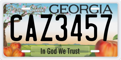 GA license plate CAZ3457