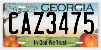 GA license plate CAZ3475