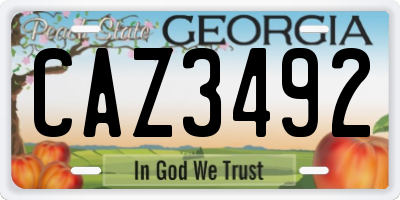 GA license plate CAZ3492
