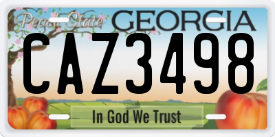 GA license plate CAZ3498