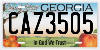 GA license plate CAZ3505