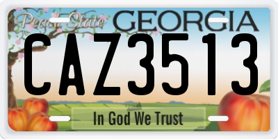 GA license plate CAZ3513