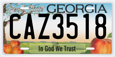 GA license plate CAZ3518