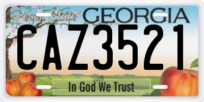 GA license plate CAZ3521