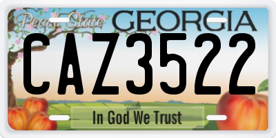 GA license plate CAZ3522