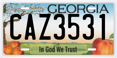GA license plate CAZ3531