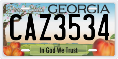 GA license plate CAZ3534