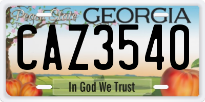 GA license plate CAZ3540