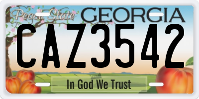 GA license plate CAZ3542
