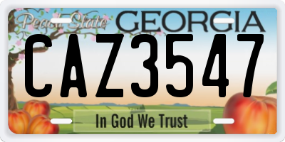 GA license plate CAZ3547