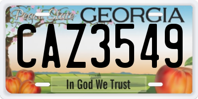 GA license plate CAZ3549