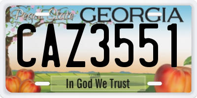 GA license plate CAZ3551
