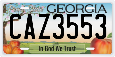 GA license plate CAZ3553