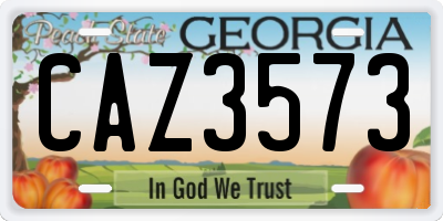 GA license plate CAZ3573