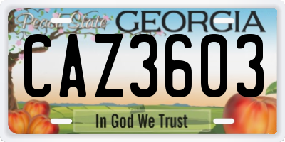 GA license plate CAZ3603