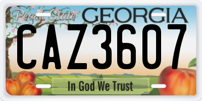 GA license plate CAZ3607